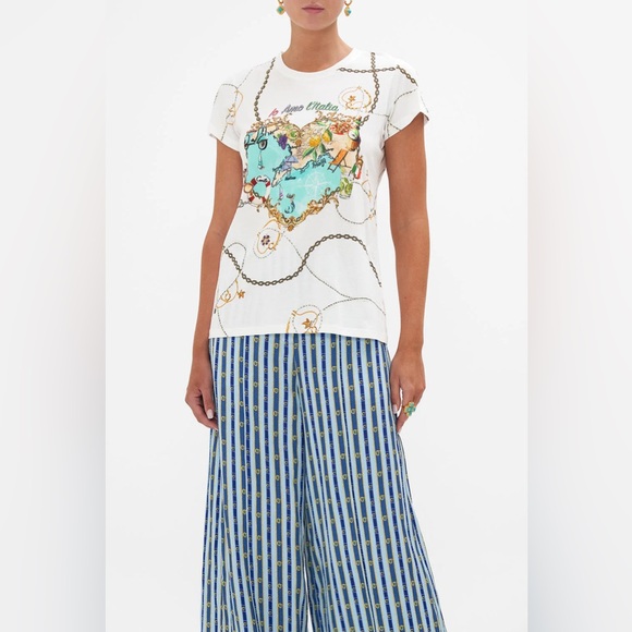 Camilla Tops - Camilla Organic Cotton Slim Fit Tee in Amalfi Lullaby